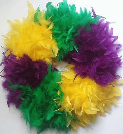 Mardi Gras Feather Wreaths - Brightly Colored Stripes
